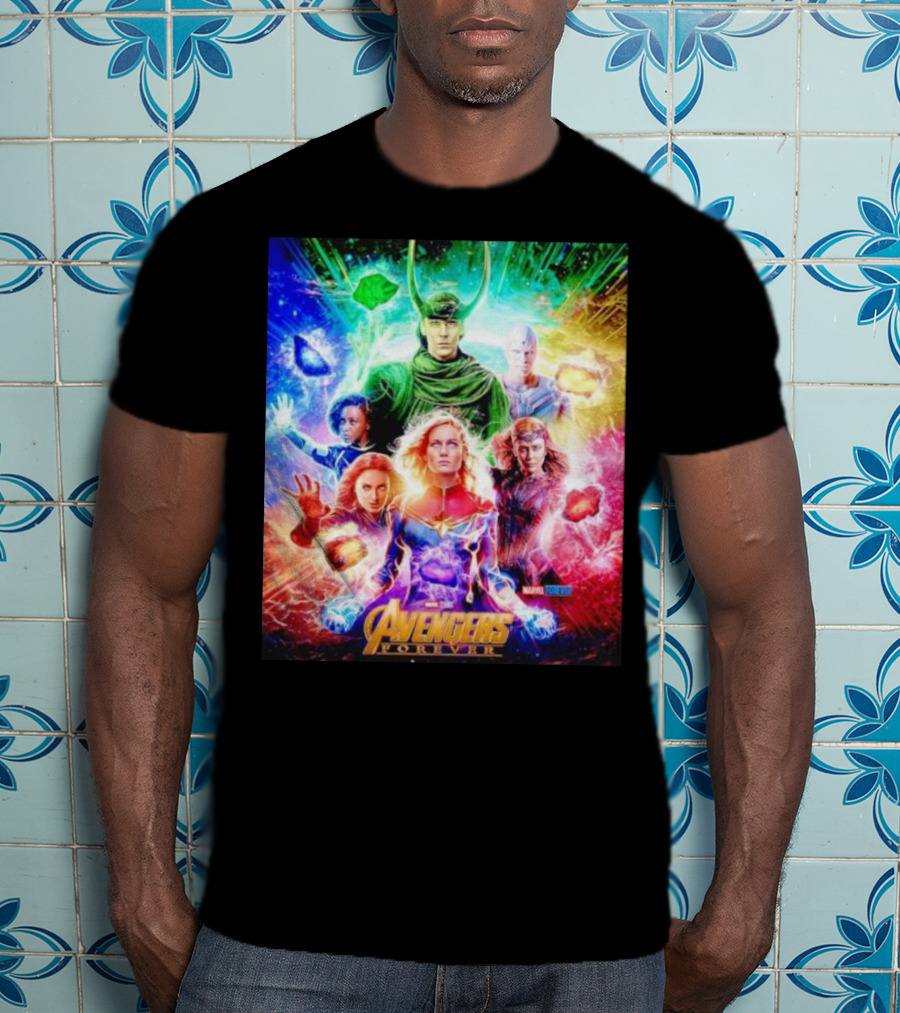 Marvel Studios Avengers Forever Loki Captain Marvel Scarlet Witch Vision Trail Of Infinity Stones T-Shirt