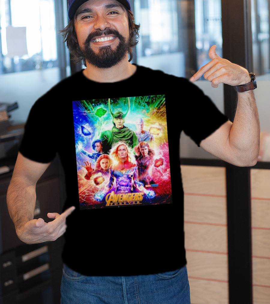 Marvel Studios Avengers Forever Loki Captain Marvel Scarlet Witch Vision Trail Of Infinity Stones T-Shirt