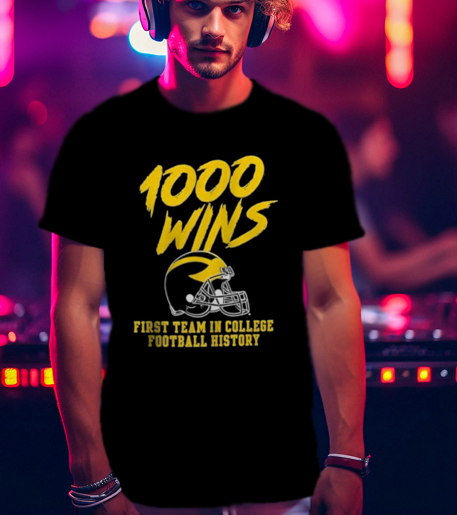 Michigan Wolverines 1000 Wins First Team In College Football History Helmet T-Shirt
