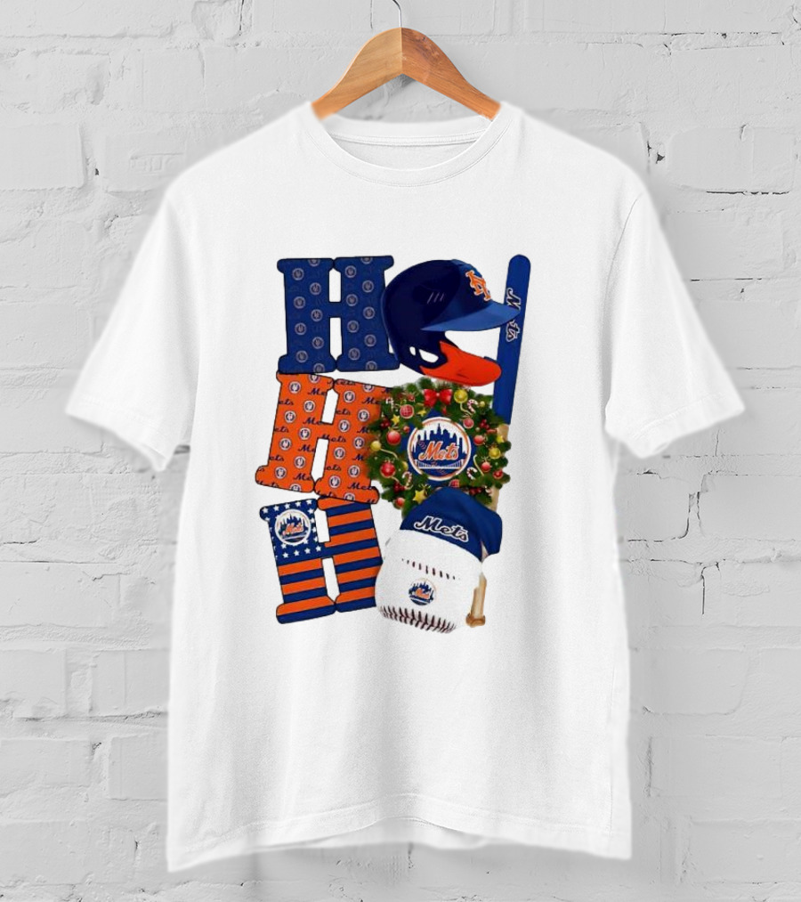 New York Mets Ho Ho Ho Merry Christmas Mets Baseball Holiday T-Shirt