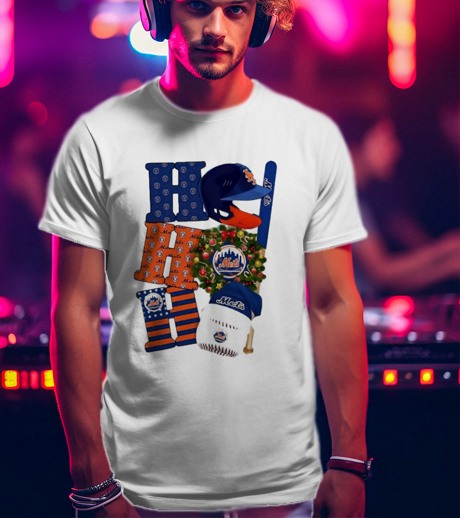 New York Mets Ho Ho Ho Merry Christmas Mets Baseball Holiday T-Shirt