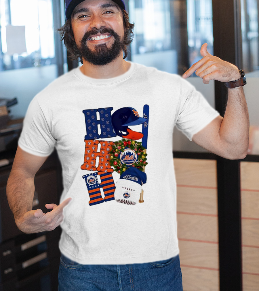 New York Mets Ho Ho Ho Merry Christmas Mets Baseball Holiday T-Shirt