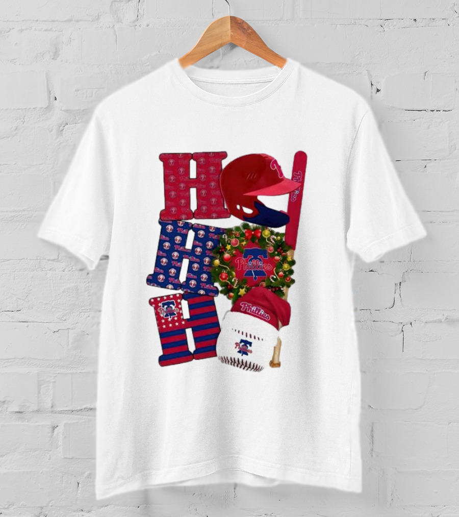 Philadelphia Phillies Ho Ho Ho Merry Christmas Sports Fan T-Shirt
