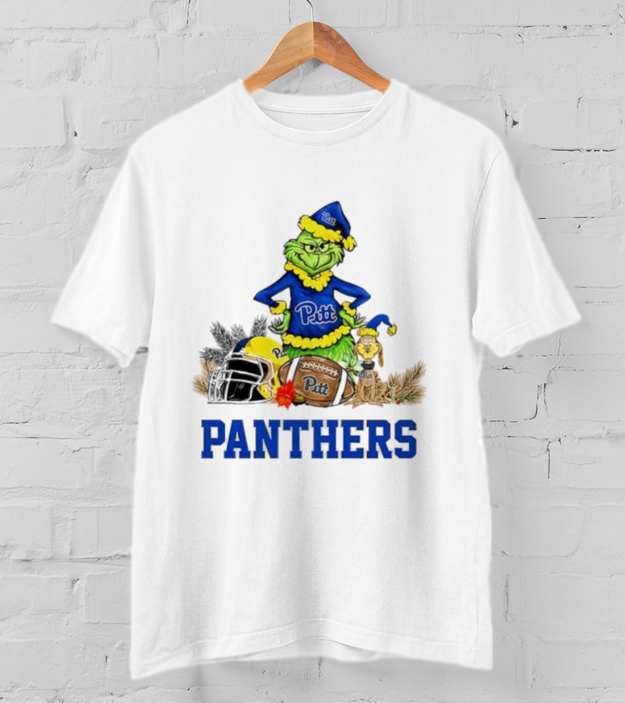 Pittsburgh Panthers Grinch Max Dog Christmas Football T-Shirt