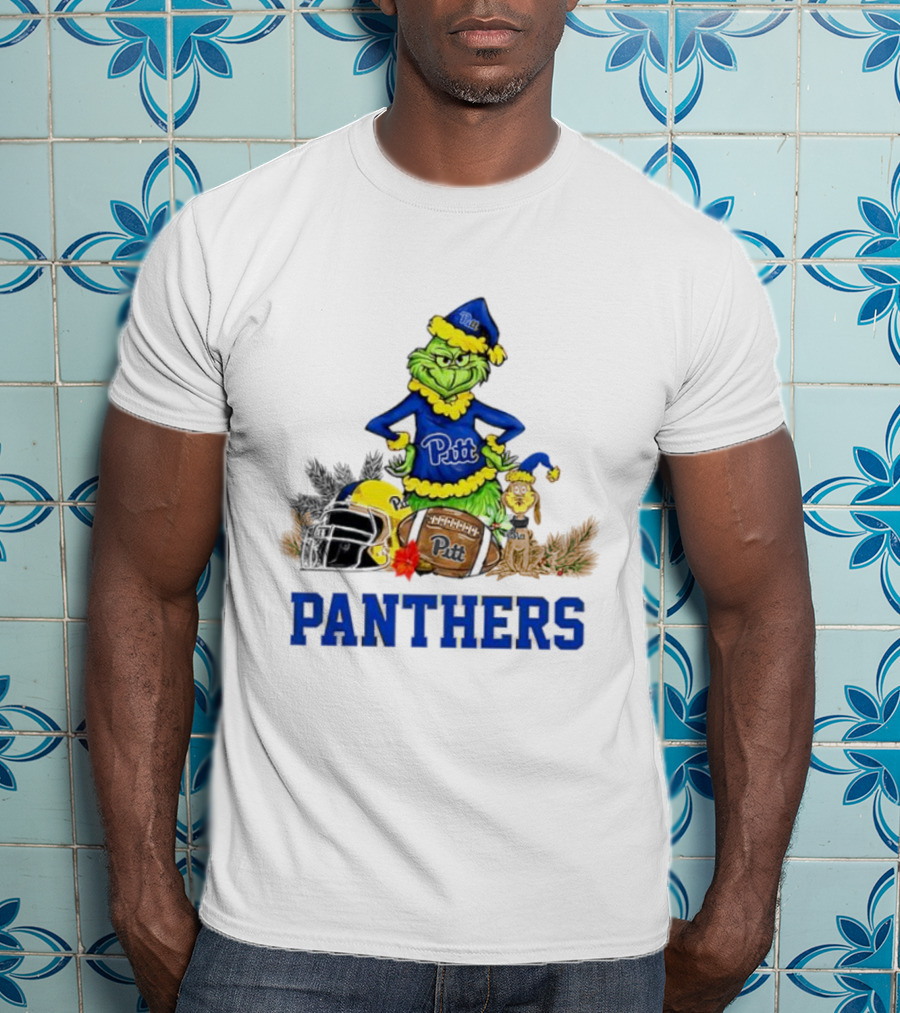 Pittsburgh Panthers Grinch Max Dog Christmas Football T-Shirt