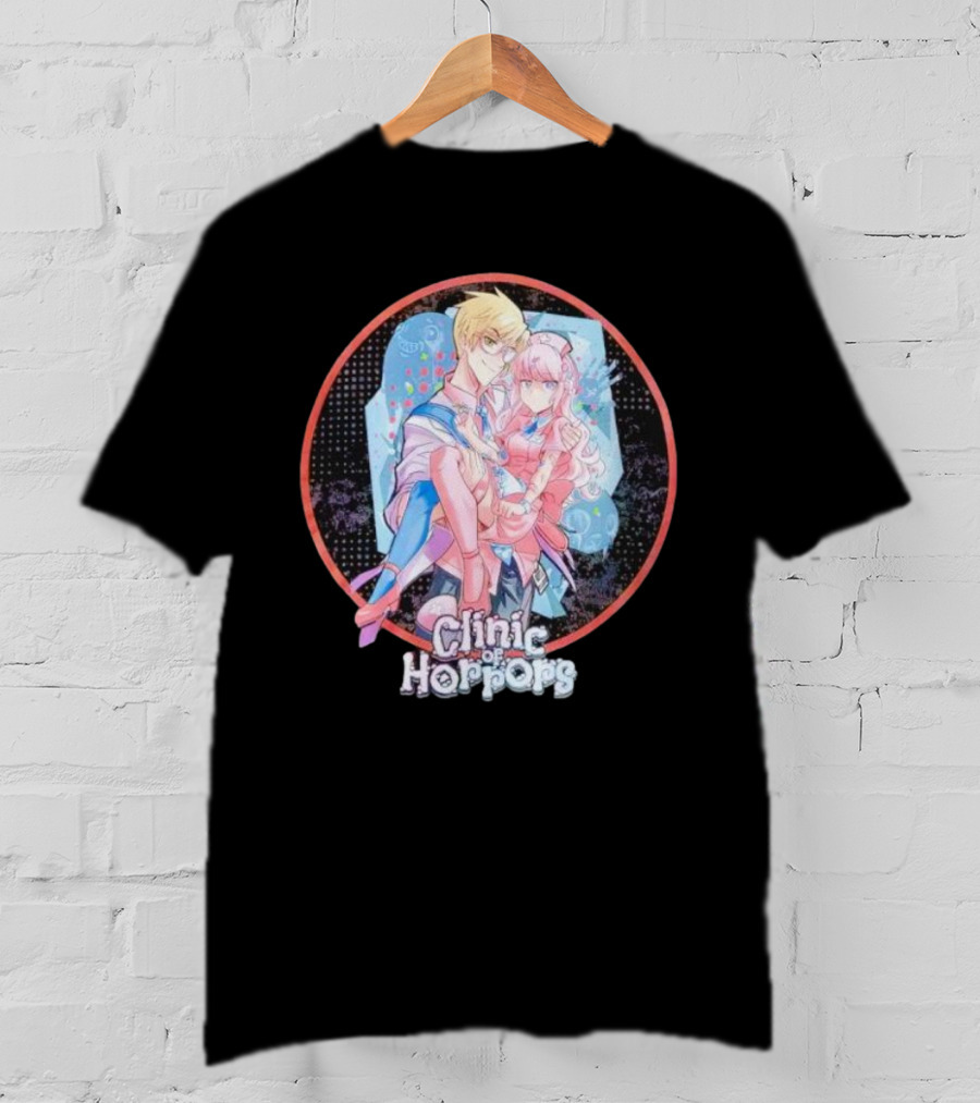 Clinic Of Horrors Anime Characters In Pink And Blue Circle T-Shirt