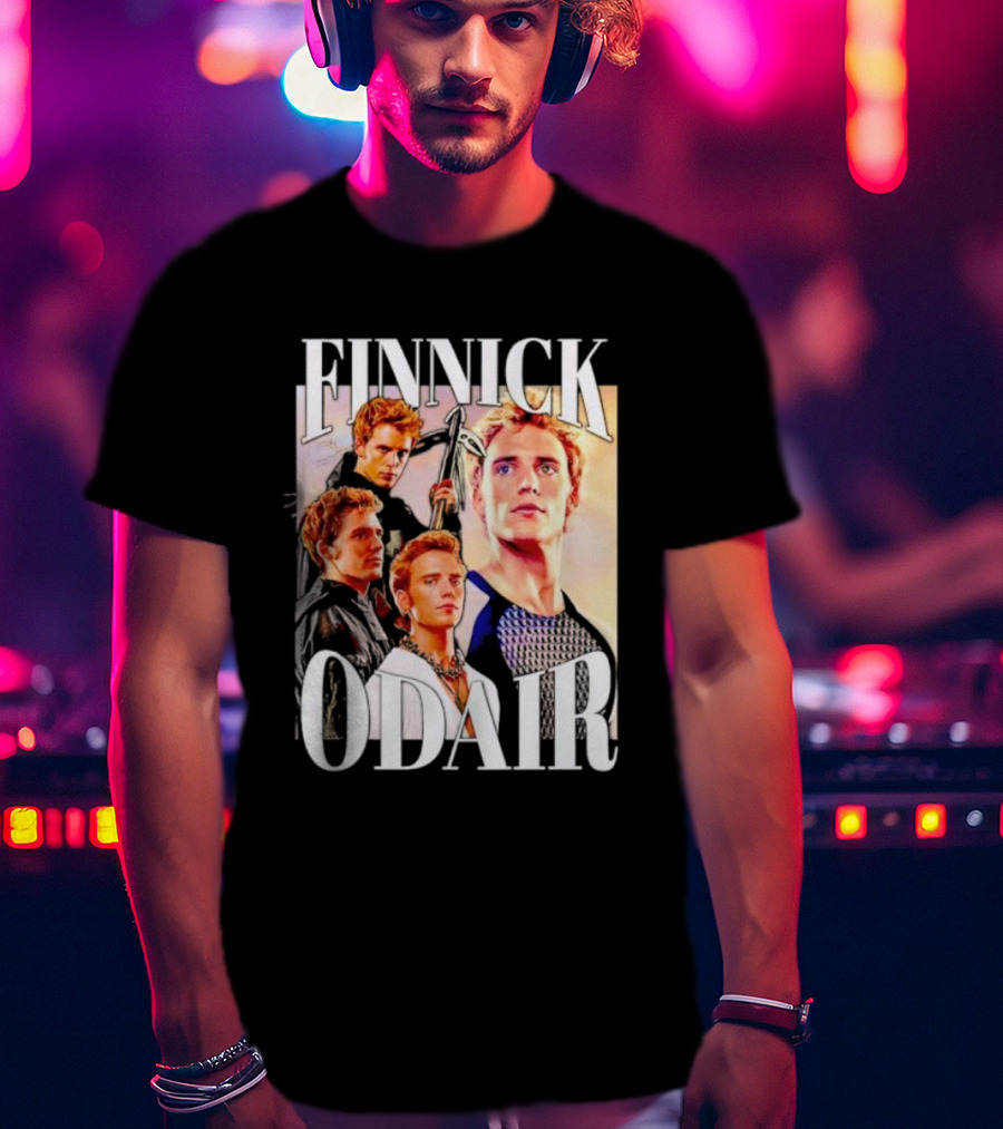 Finnick Odair Character Collage With Weaponry Elements T-Shirt