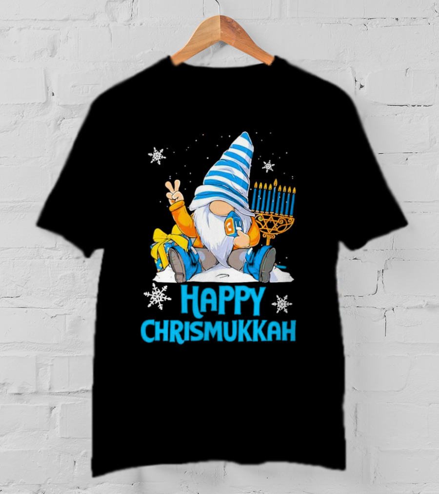 Happy Chrismukkah Gnome Menorah Snowflakes T-Shirt