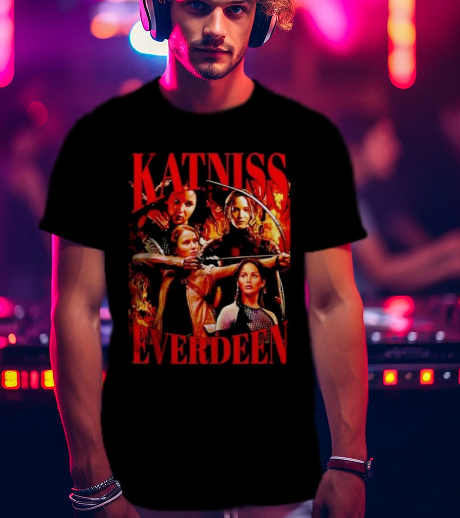 Katniss Everdeen Fiery Bow And Arrow Montage T-Shirt