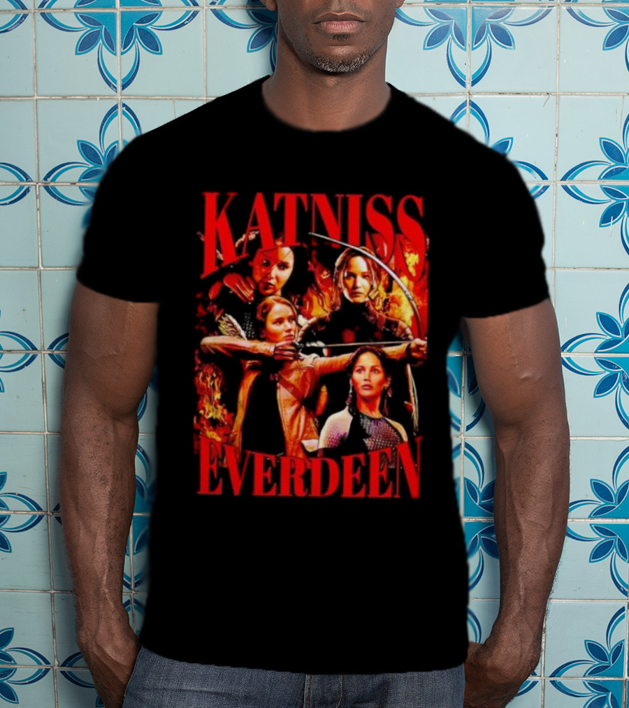 Katniss Everdeen Fiery Bow And Arrow Montage T-Shirt