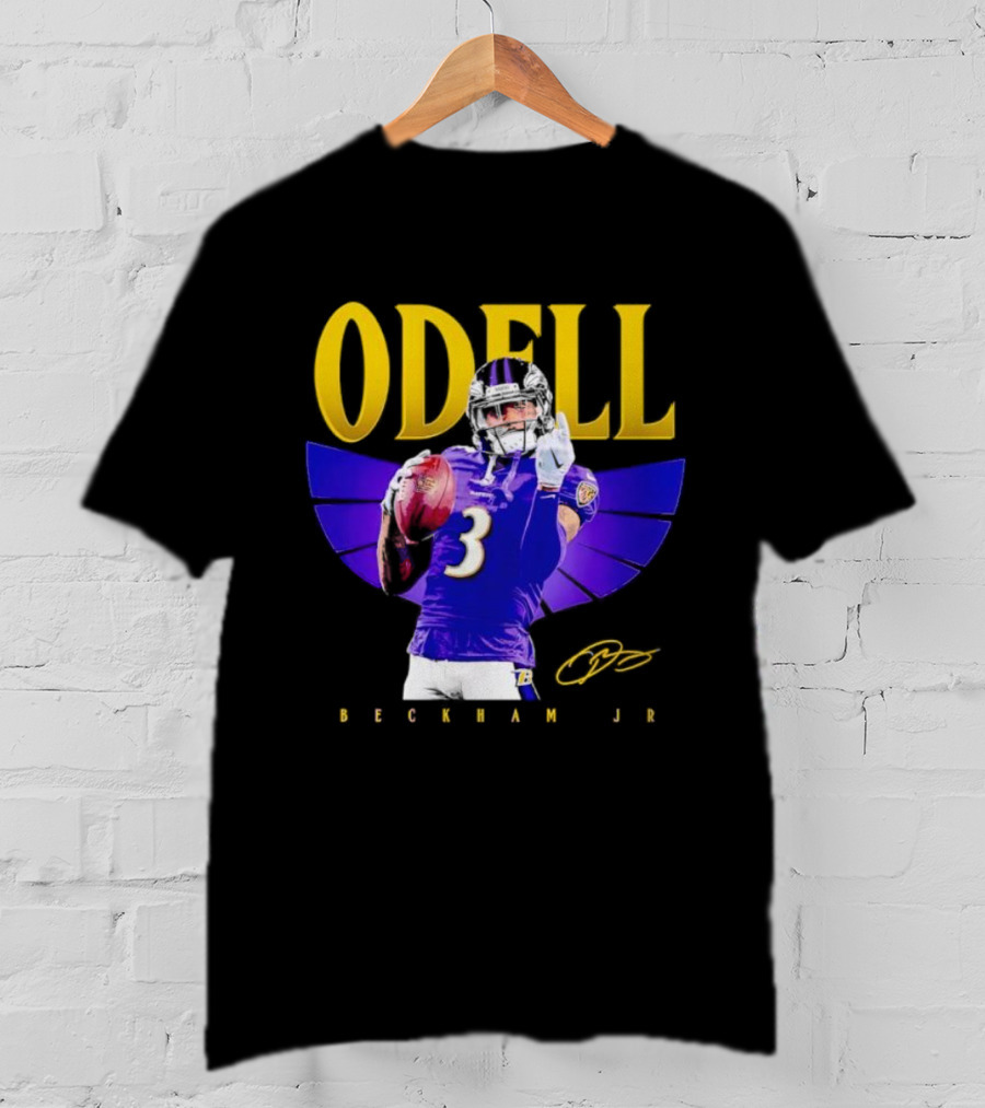 Odell Beckham Jr Baltimore Ravens Signature Number 3 Spotlight T-Shirt