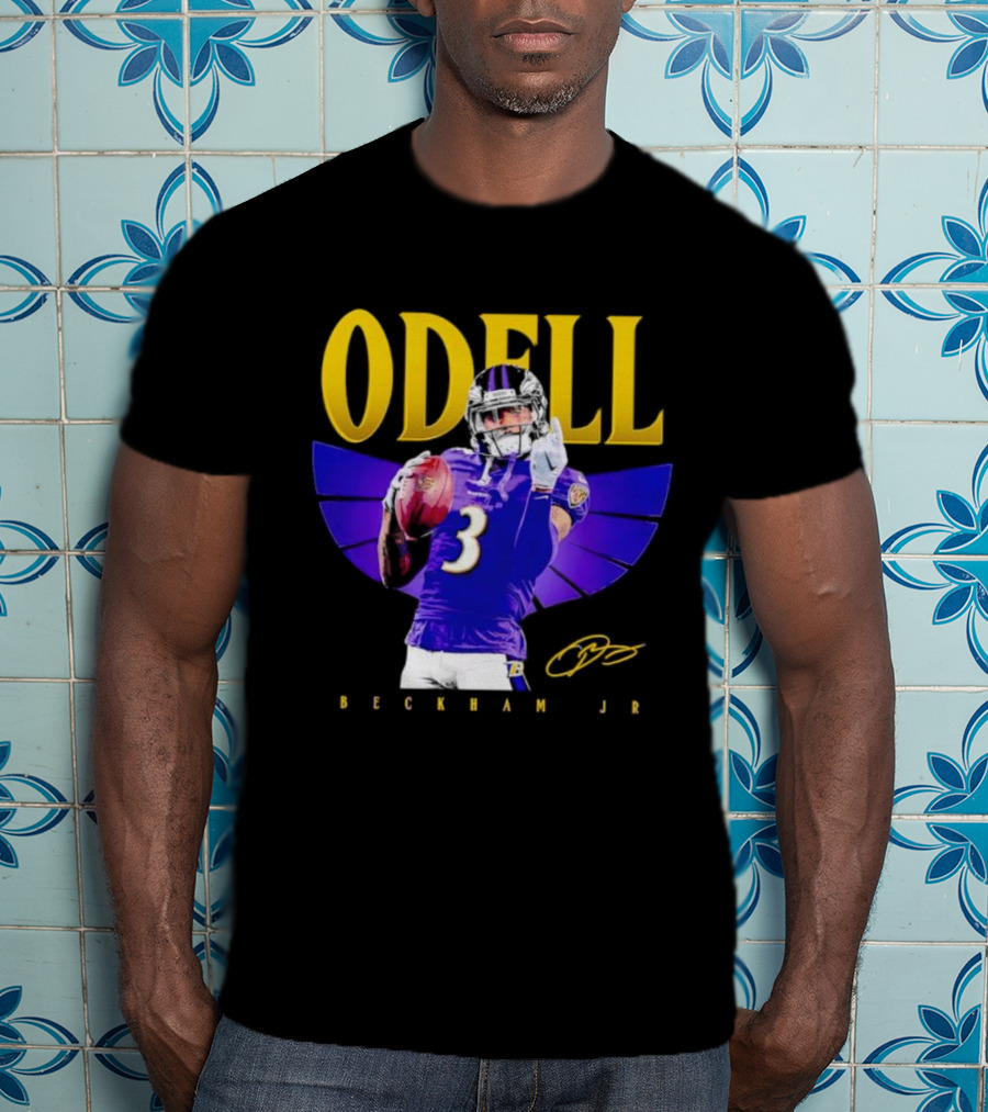 Odell Beckham Jr Baltimore Ravens Signature Number 3 Spotlight T-Shirt