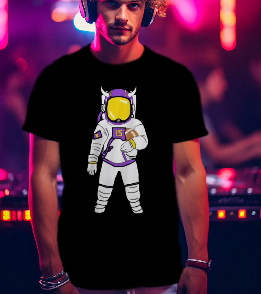 Passtronaut Minnesota Astronaut Football Purple 15 T-Shirt