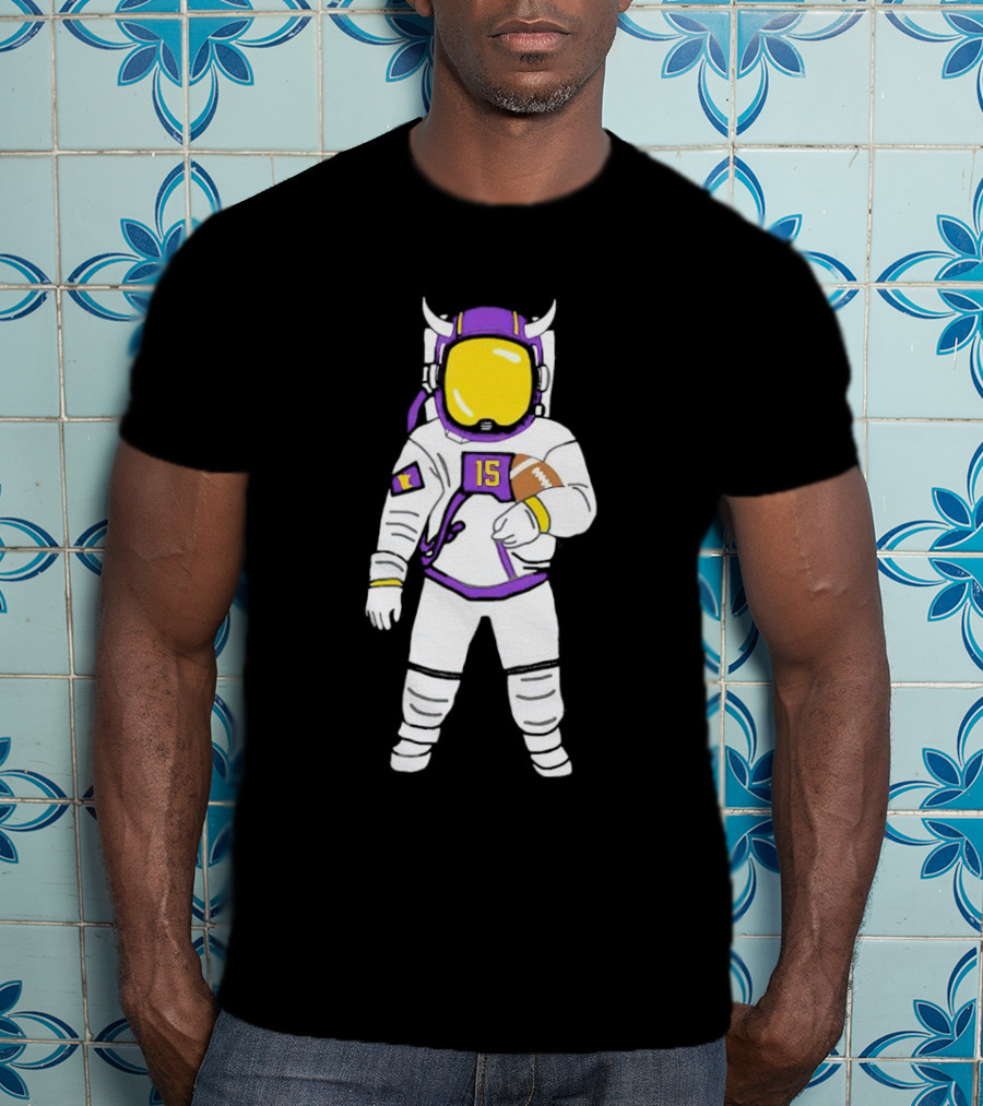 Passtronaut Minnesota Astronaut Football Purple 15 T-Shirt