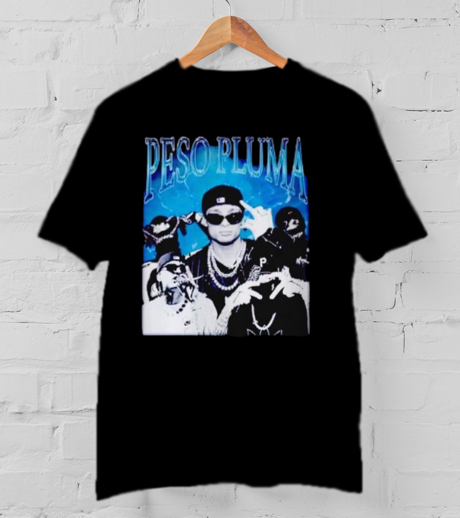 Peso Pluma Vintage Hip Hop Style Blue Tones T-Shirt