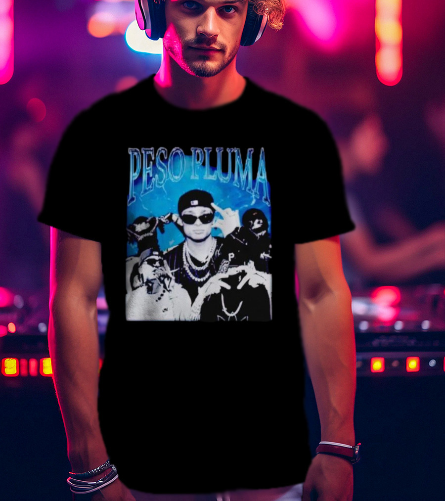 Peso Pluma Vintage Hip Hop Style Blue Tones T-Shirt