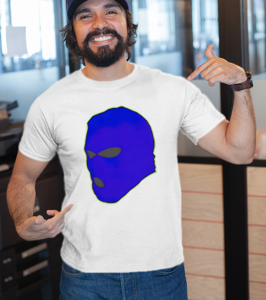Seahawks Ski Mask Hoodie Graphic Blue Outline T-Shirt
