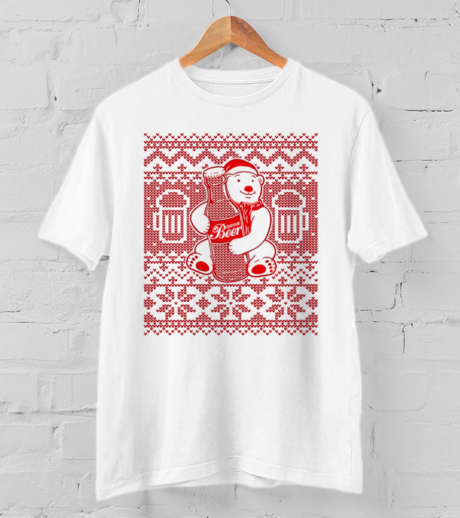 Bear Drink Beer Ugly Christmas T-Shirt
