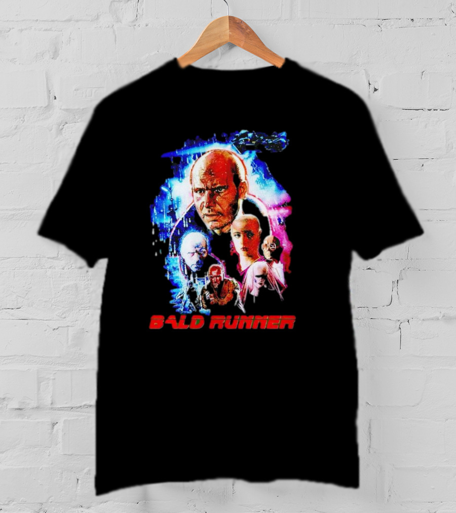 Bald Runner Sci-Fi Parody Character Montage T-Shirt