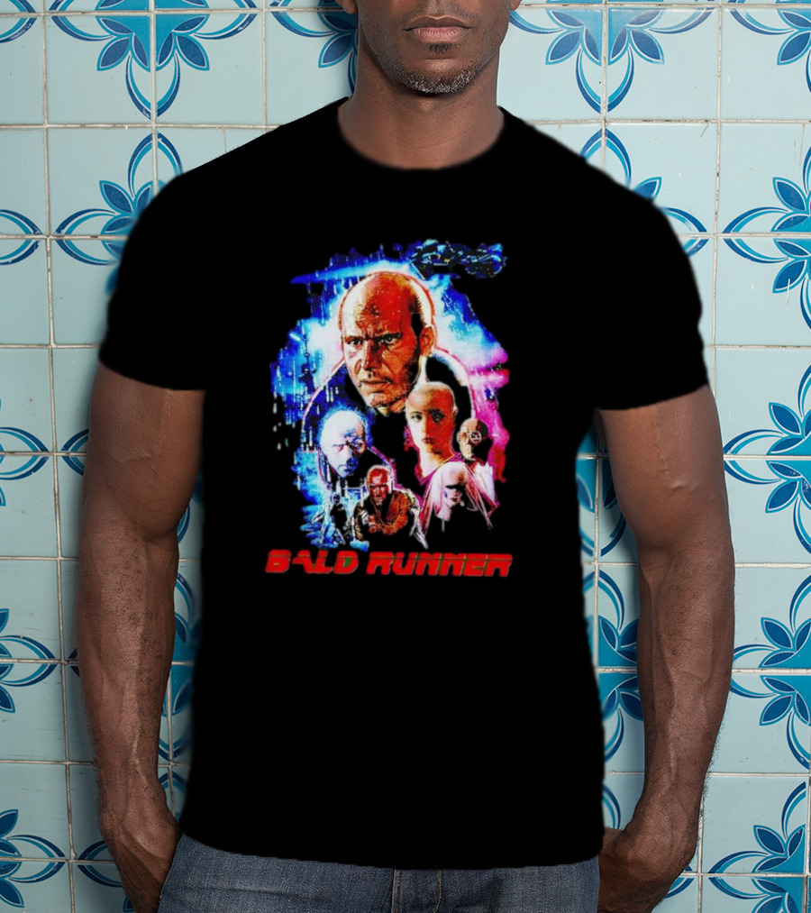 Bald Runner Sci-Fi Parody Character Montage T-Shirt