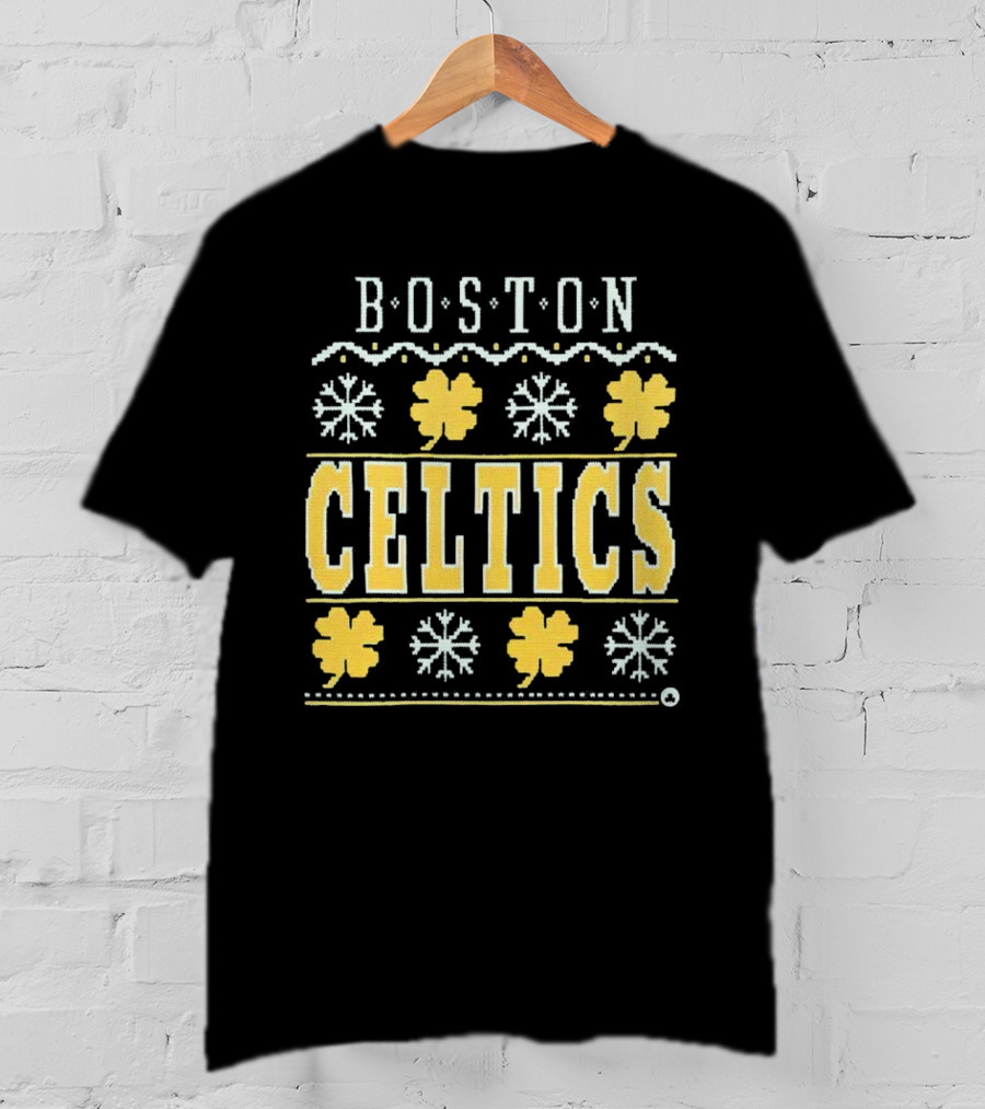 Boston Celtics Snowflakes And Shamrocks T-Shirt