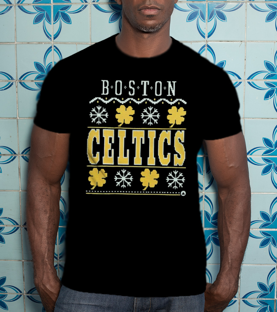 Boston Celtics Snowflakes And Shamrocks T-Shirt