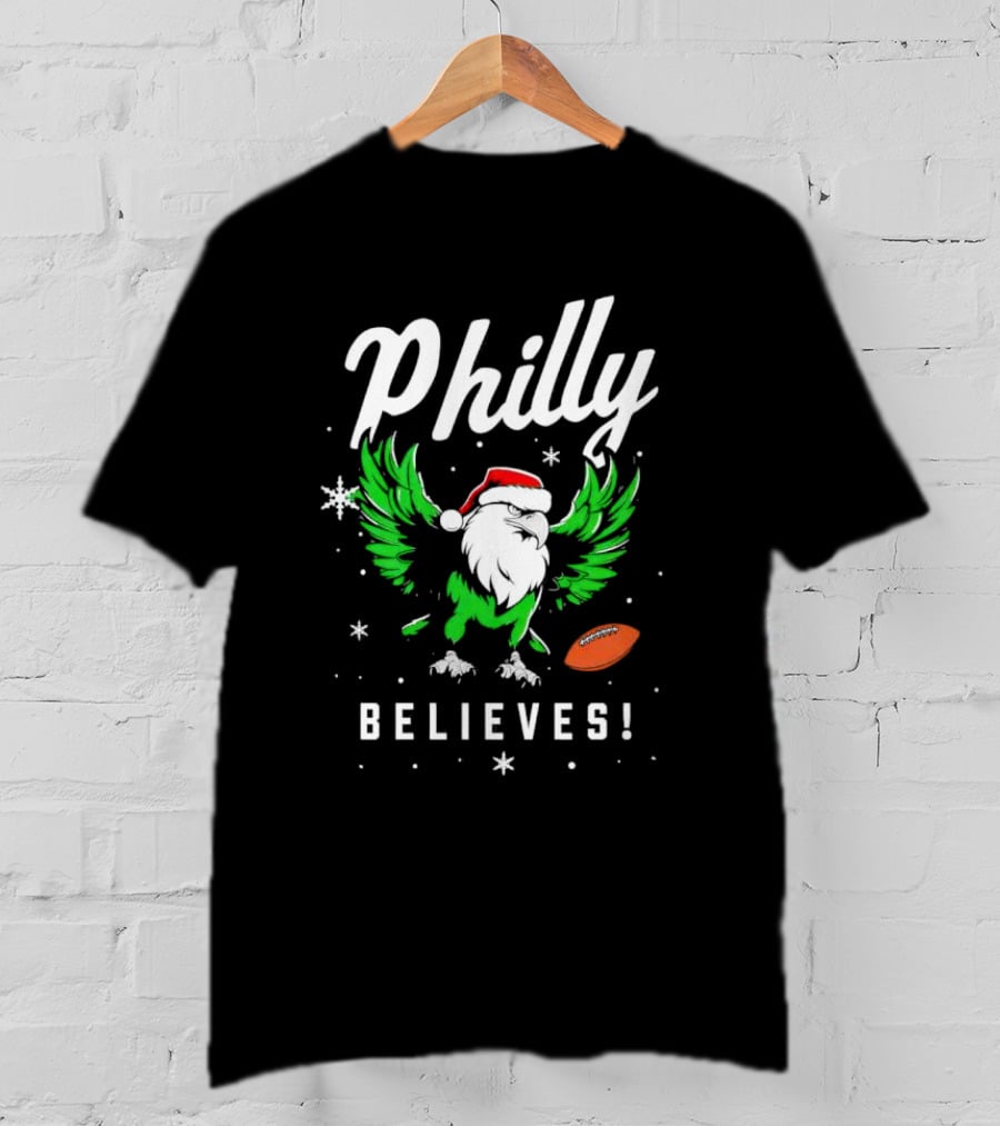 Philly Believes Christmas Eagles Football Santa T-Shirt