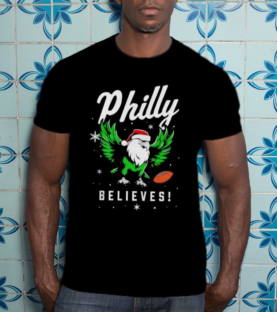 Philly Believes Christmas Eagles Football Santa T-Shirt