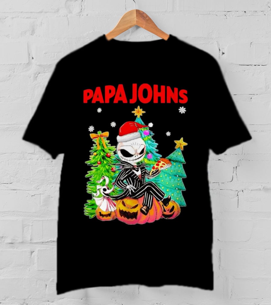 Jack Skellington Papa Johns Christmas Pumpkin Tree T-Shirt