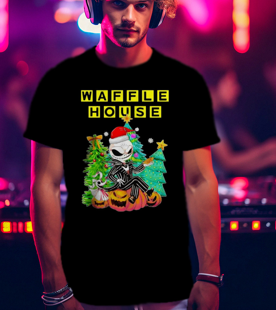 Waffle House Jack Skellington Christmas Tree Pumpkin T-Shirt