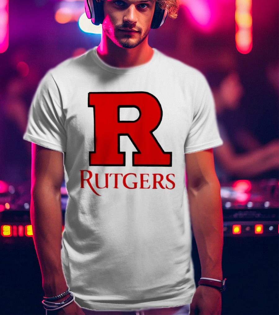 Rutgers University Red R Icon With Text T-Shirt