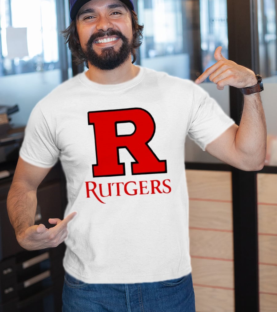 Rutgers University Red R Icon With Text T-Shirt