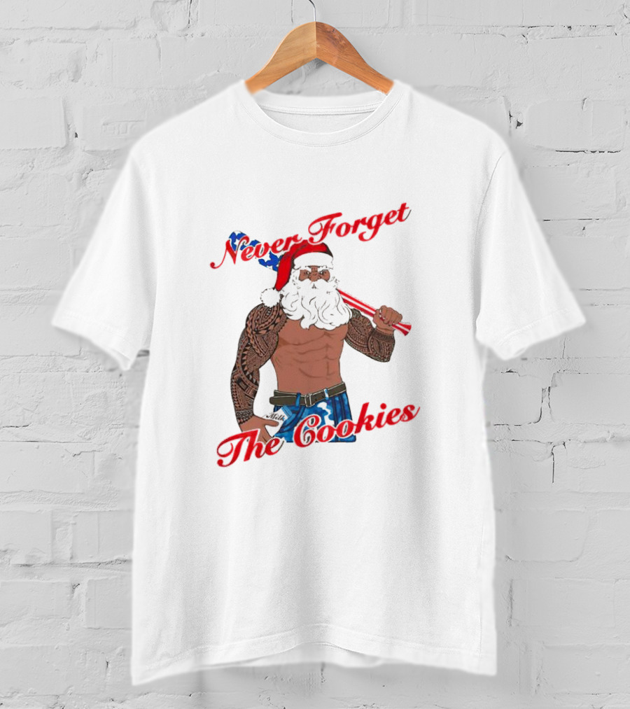 Tattoo Santa Never Forget The Cookies Christmas Holiday T-Shirt