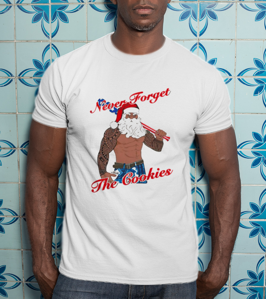 Tattoo Santa Never Forget The Cookies Christmas Holiday T-Shirt