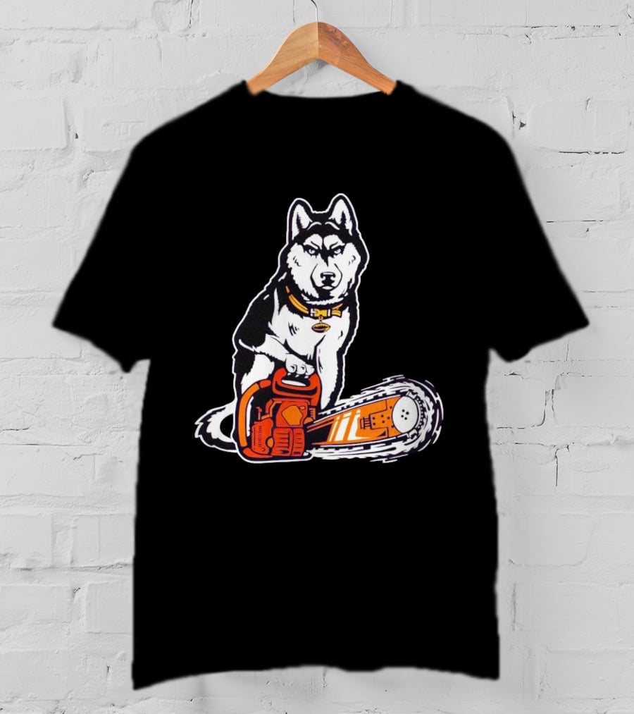 Washington Huskies Beaver Buster Chainsaw Dog T-Shirt