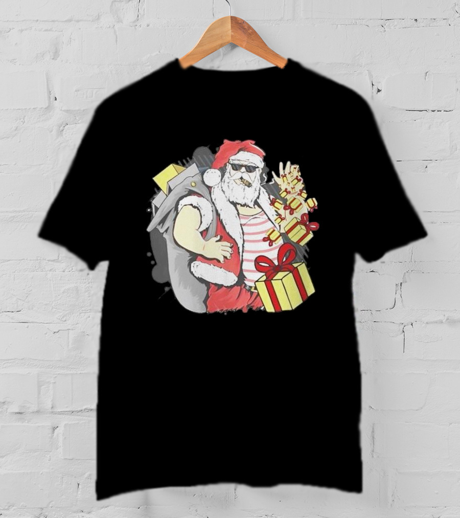 Santa Claus Cool Christmas Peace Sign Holiday Delivery T-Shirt