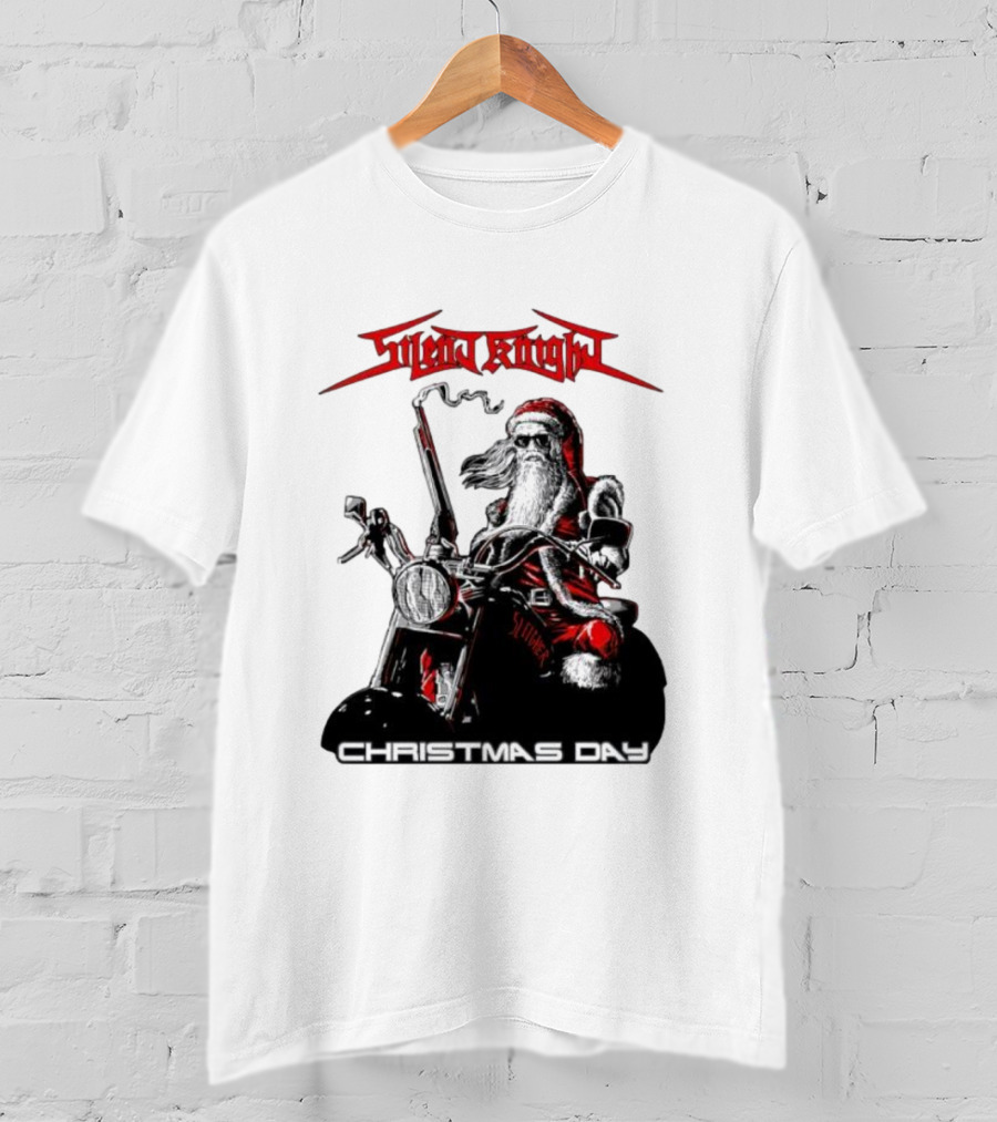 Silent Knight Santa Riding Motorcycle Christmas Day T-Shirt