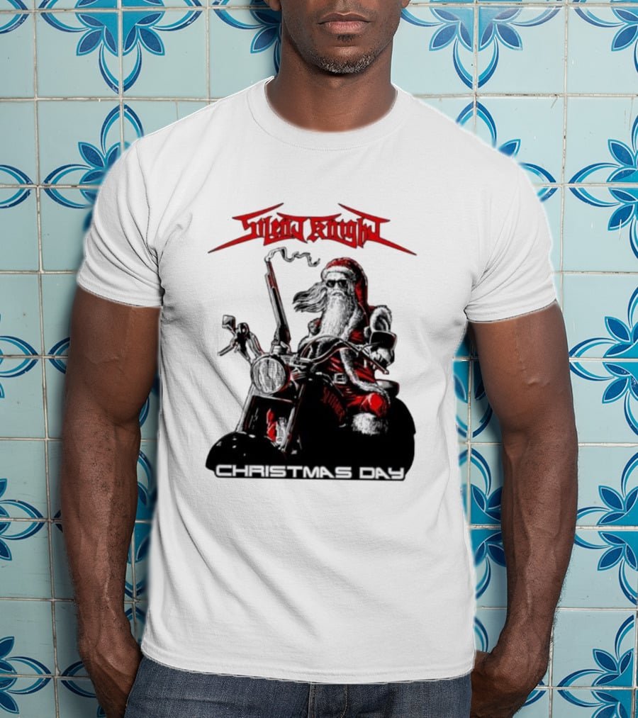 Silent Knight Santa Riding Motorcycle Christmas Day T-Shirt