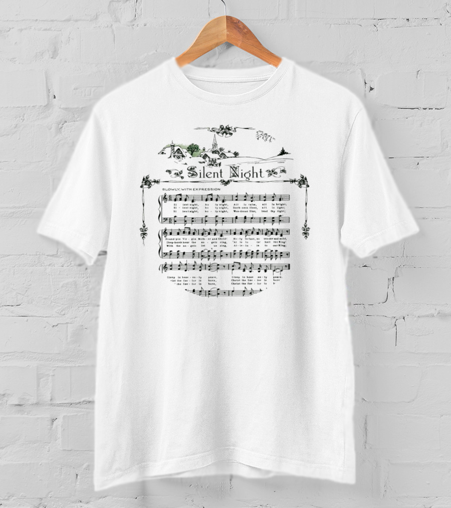 Silent Night Sheet Music Christmas Carol Lyrics T-Shirt