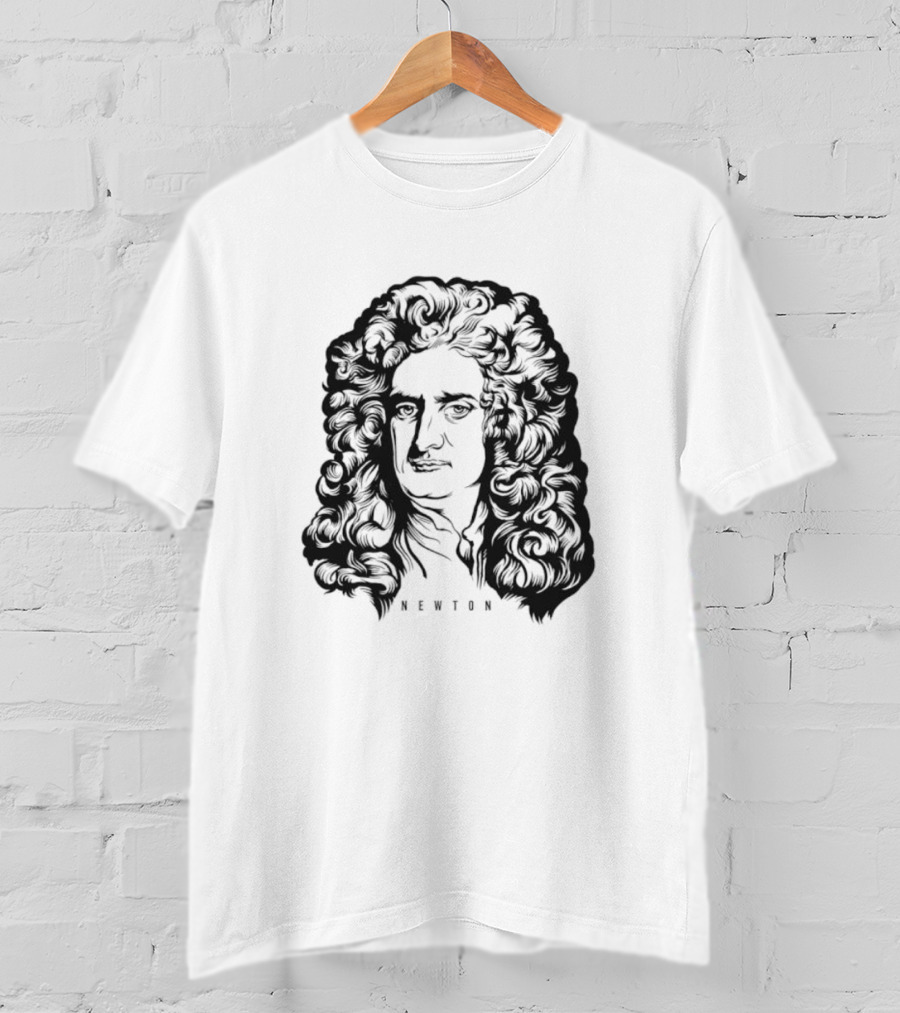 Newton Monochrome Portrait With Curling Hair T-Shirt