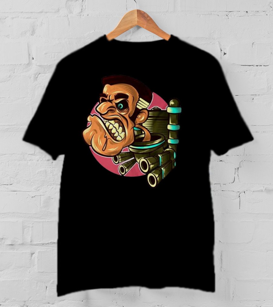 Skibidi Toilet Meme Angry Gritty Face T-Shirt