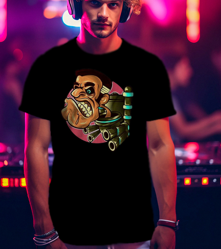 Skibidi Toilet Meme Angry Gritty Face T-Shirt