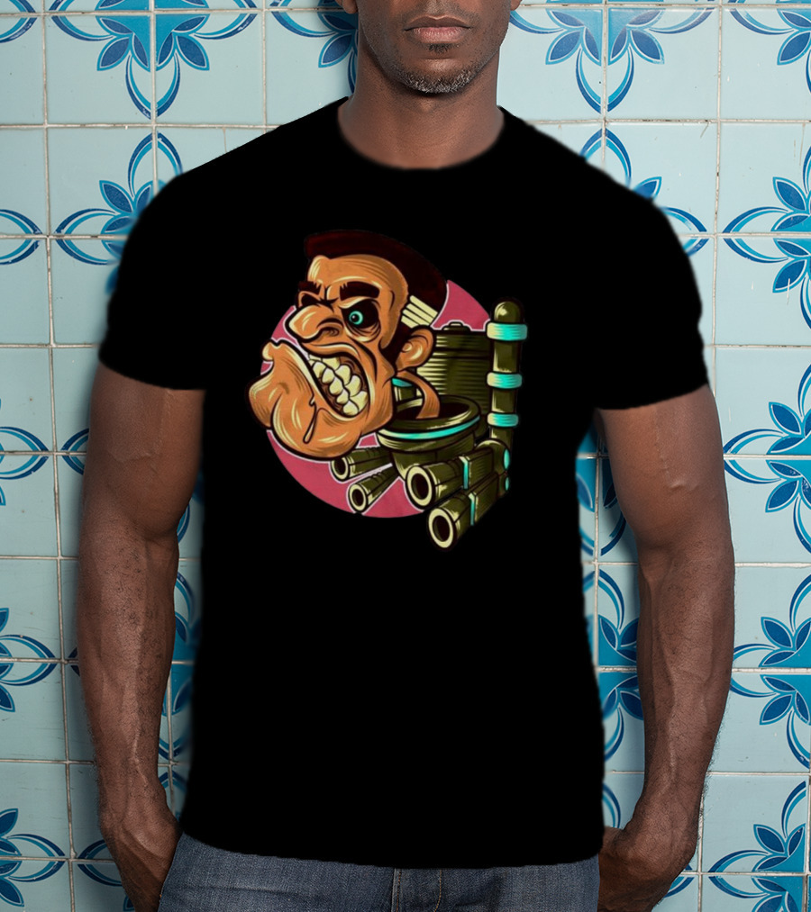 Skibidi Toilet Meme Angry Gritty Face T-Shirt