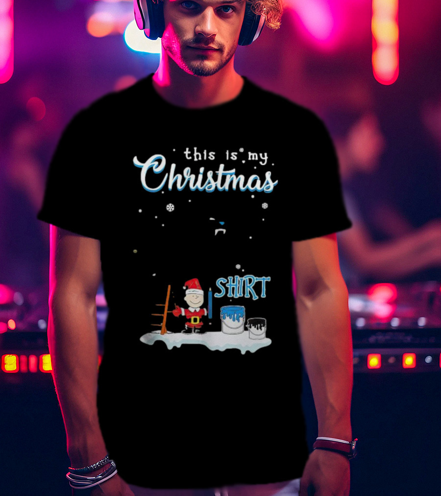 Snoopy And Charlie Brown This Is My Christmas Carolina Panthers T-Shirt