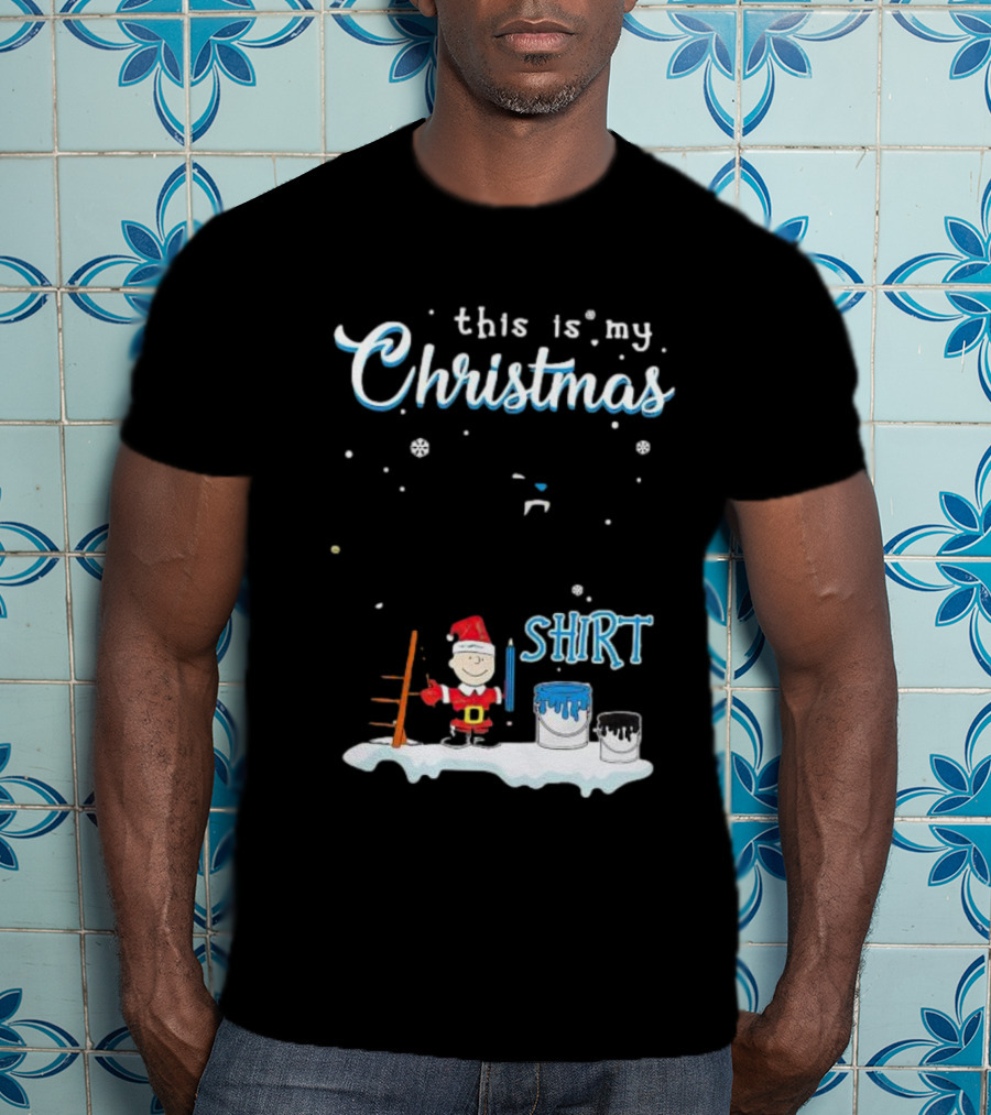 Snoopy And Charlie Brown This Is My Christmas Carolina Panthers T-Shirt