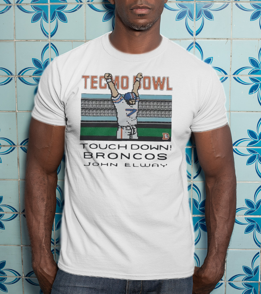 Tecmo Bowl Touchdown Broncos John Elway Retro Game Football Legend T-Shirt