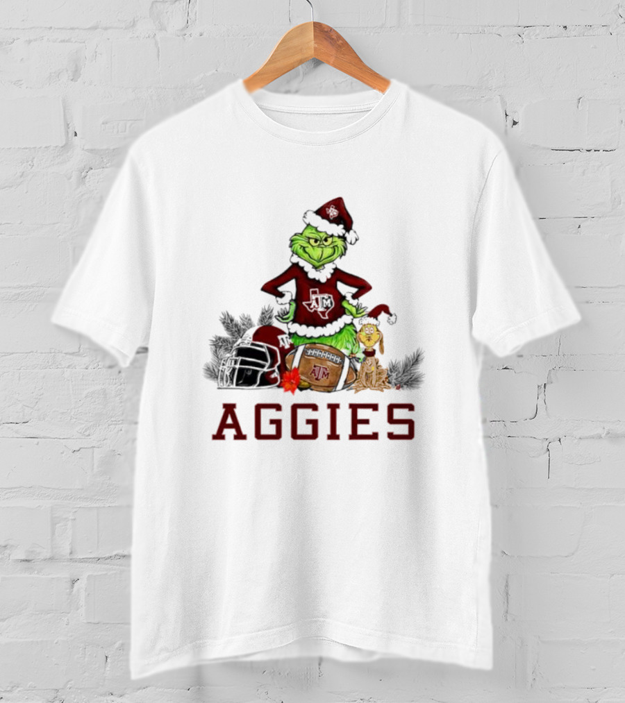 Texas A&M Aggies Grinch Max Dog Christmas Football Humor T-Shirt