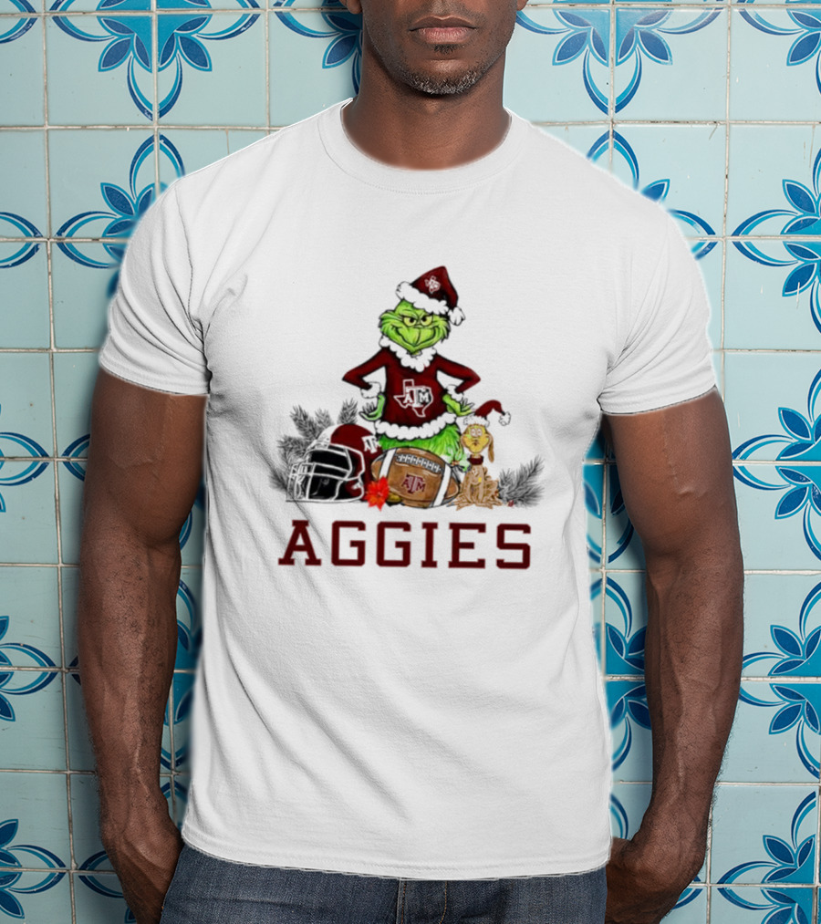 Texas A&M Aggies Grinch Max Dog Christmas Football Humor T-Shirt