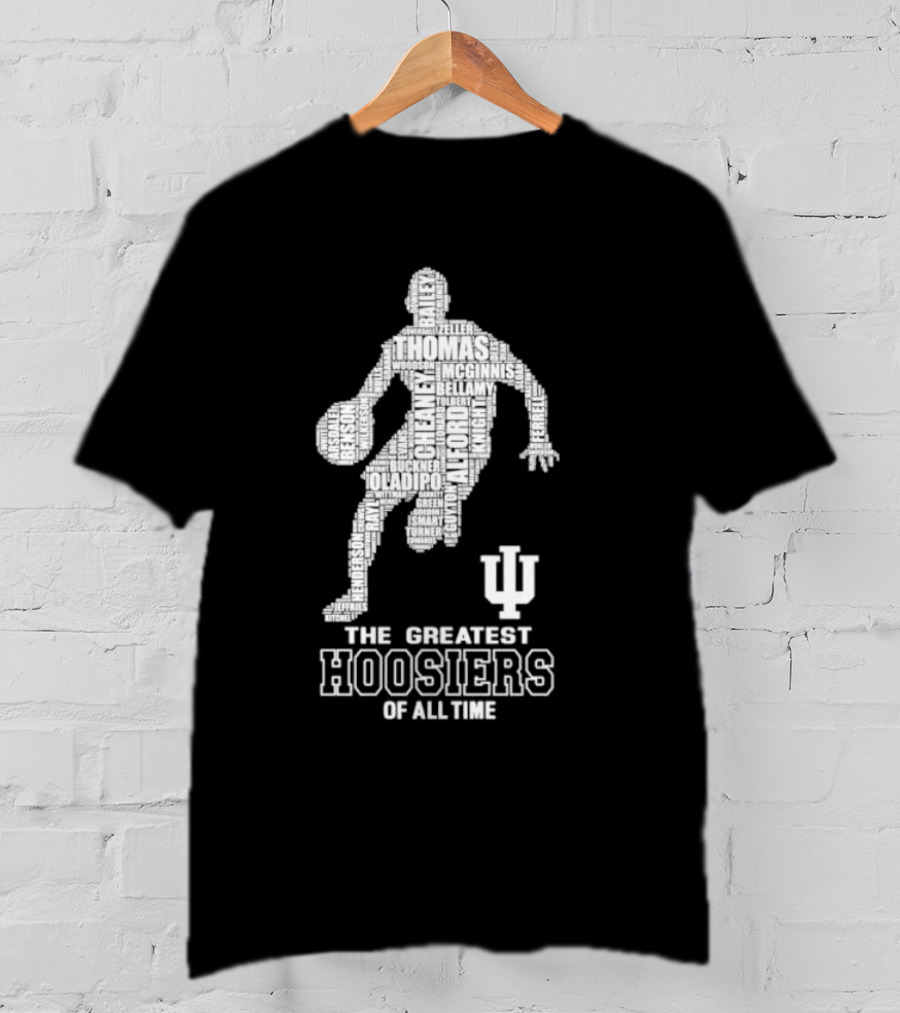The Greatest Hoosiers Of All Time Basketball Legends Silhouette With IU T-Shirt
