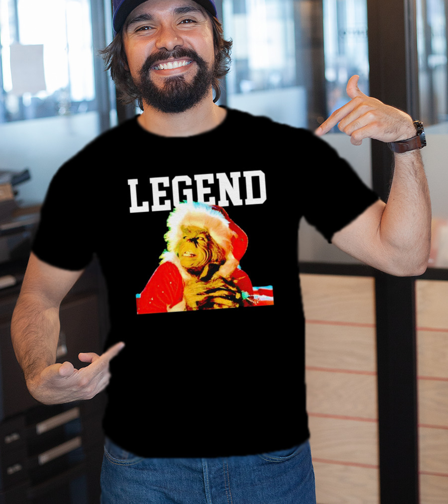 Grinch In Santa Outfit With Legend Text Christmas T-Shirt